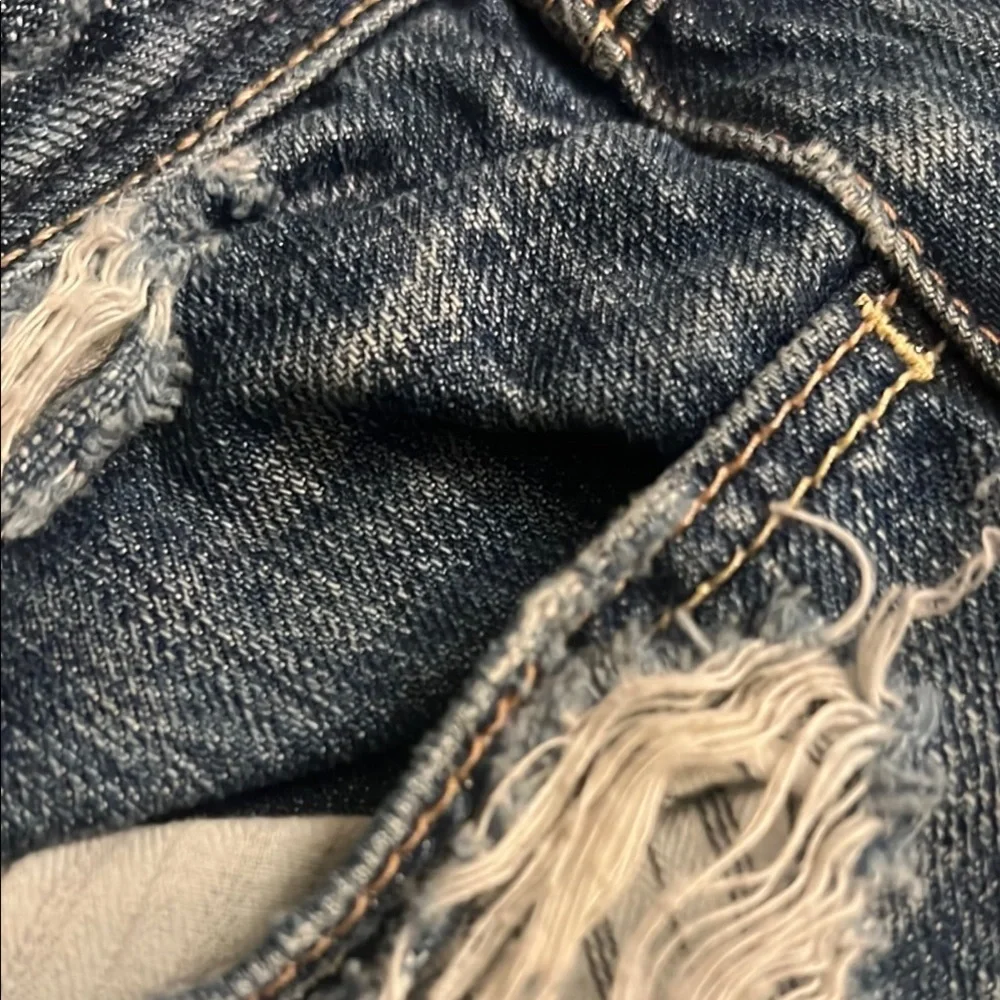 Abercrombie & Fitch Blue Straight Leg Jeans with Distressed Details 335